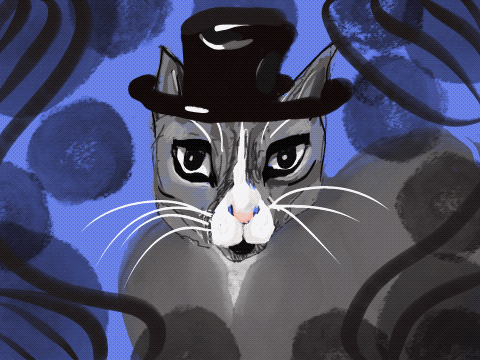 a gif of a happy cat